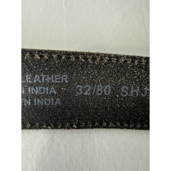 Marc Ecko Brown Leather Skull Belt White Stitching Men’s Size 32 - Picture 8 of 11